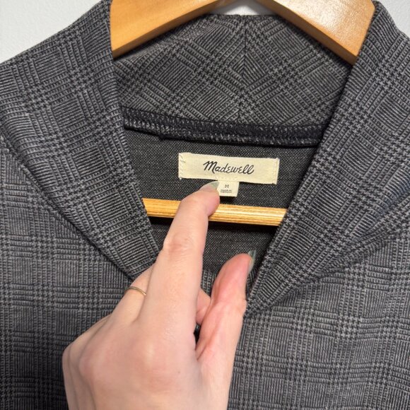 Madewell Grey Glen Plaid Mock Neck Top Med - Picture 4 of 8